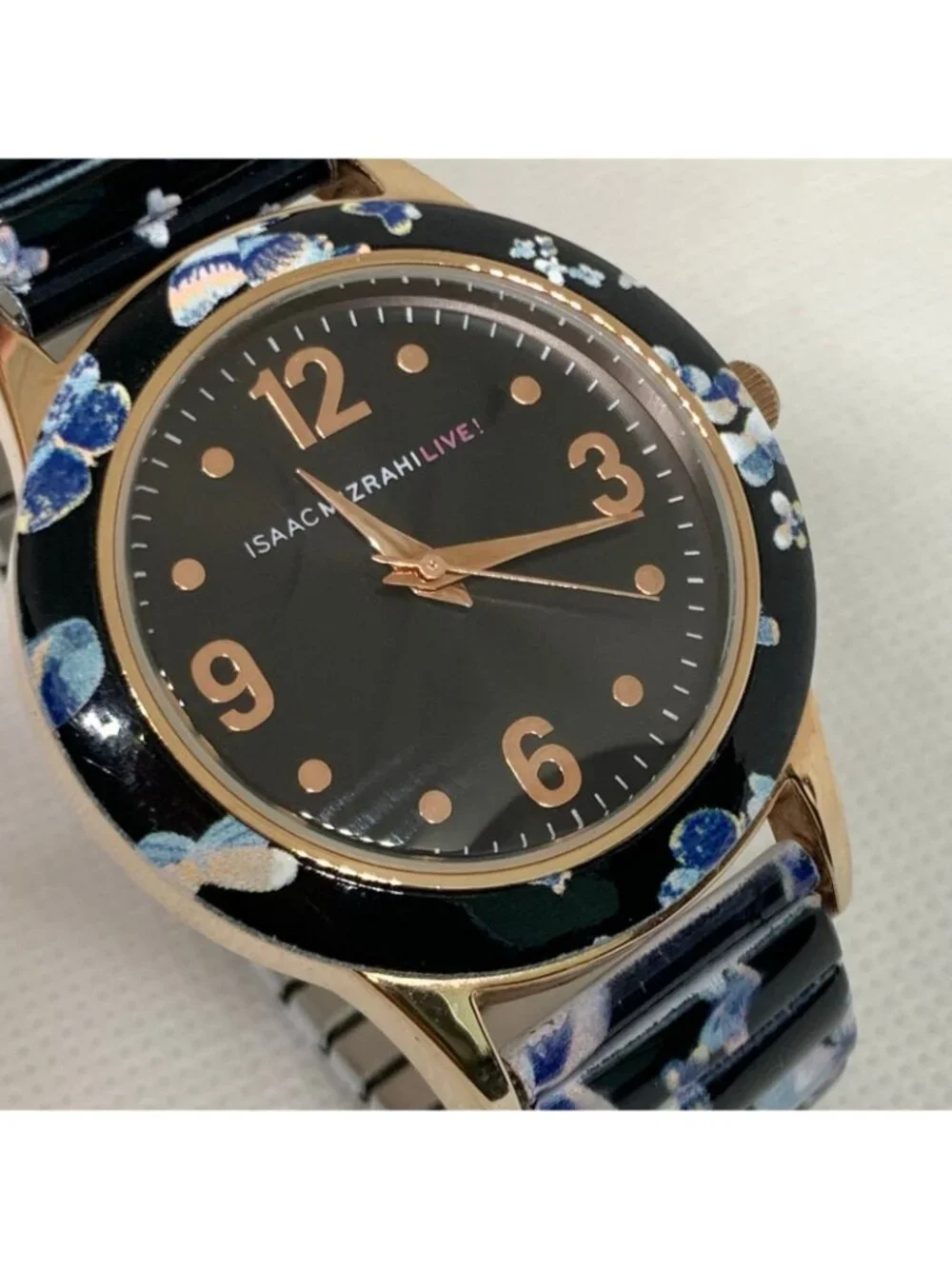 Isaac Mizrahi live women’s watch 38mm quartz black dial butterflies running
